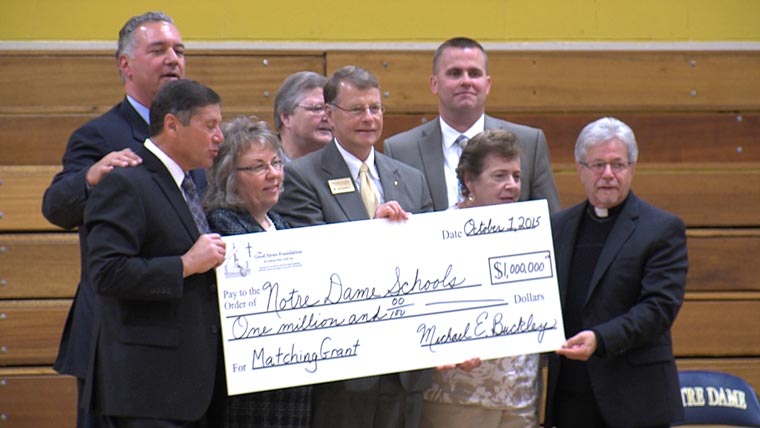 Notre Dame School receives $1 million check from Good News Foundation