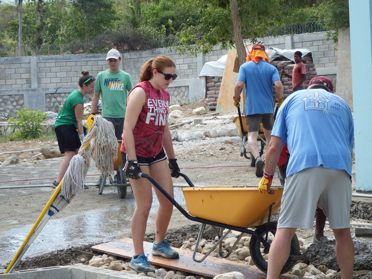 Pouring Concrete - Sacred Heart parishioners make mission trip to Haiti