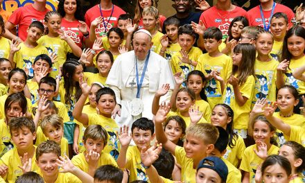 Pope visits summer camp for kids of Vatican employees