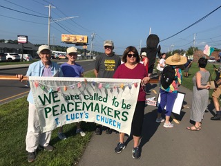 Some of the Syracuse marchers from Saint Lucy Church pictured are from left: Jane Hugo, Kathy Haley, Bob Haley and Corrine Driscoll. Photo courtesy of Mike Greenlar. 